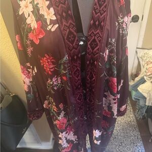 Johnny Was Burgundy Velvet Kimono